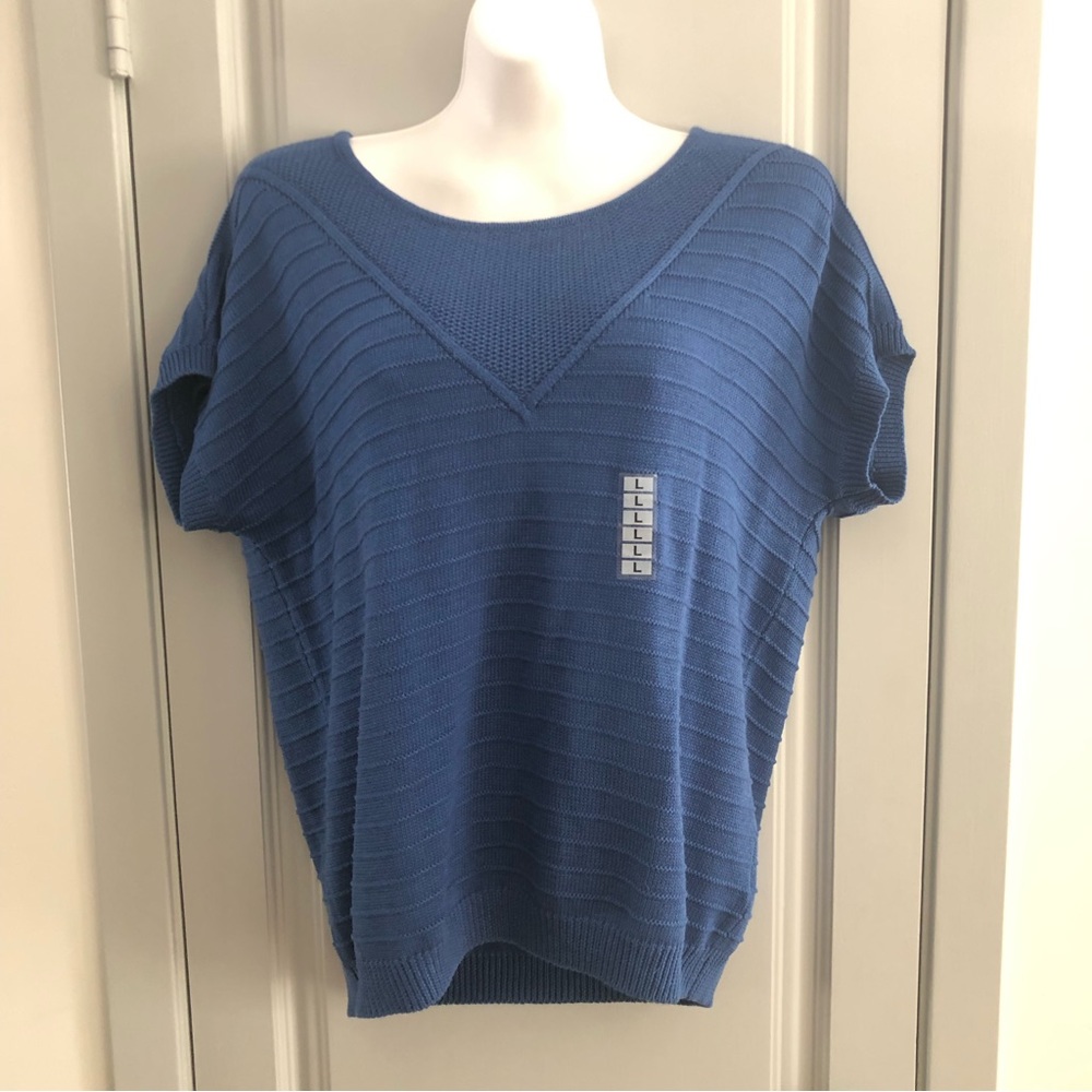 Pepa Loves Blue cotton blend sweater blouse. size Large. Vintage look. NWT